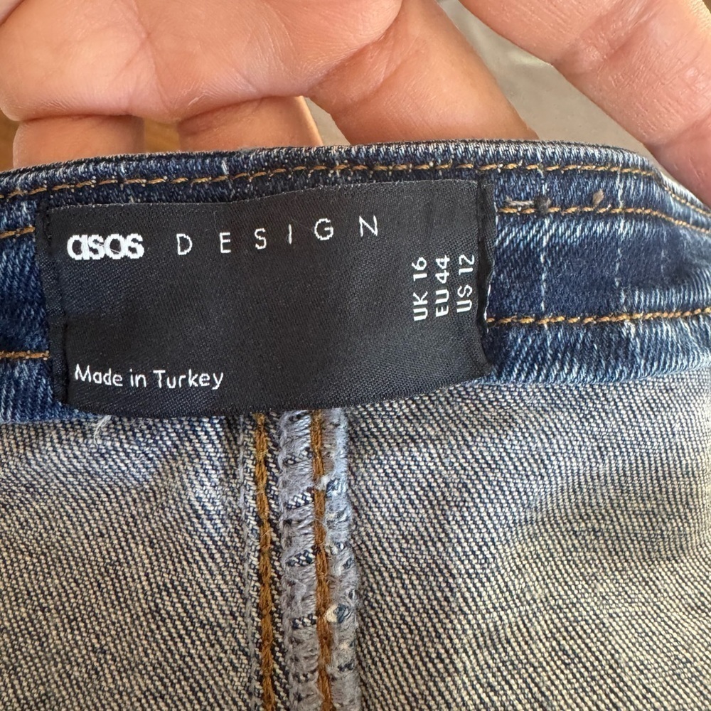 ASOS MICRO MINI DENIN SKIRT blue jeans size 12 missing the snap on the front - Picture 12 of 12